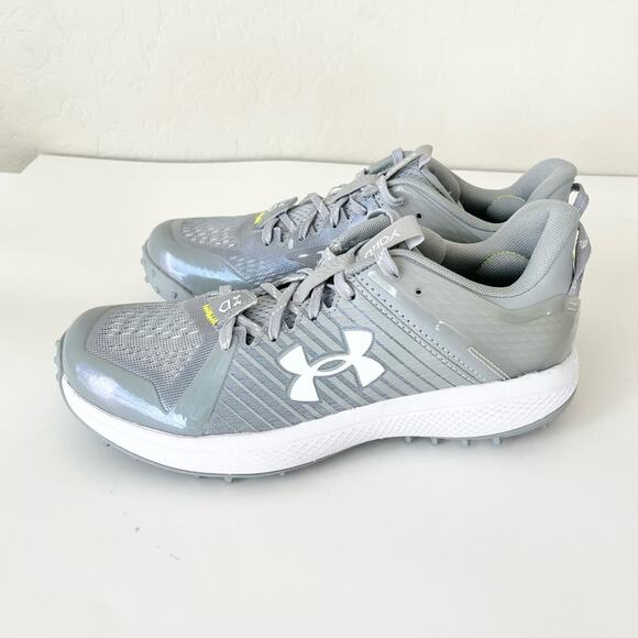 Under Armour yard turf baseball shoes grey white 8 NEW main image 8